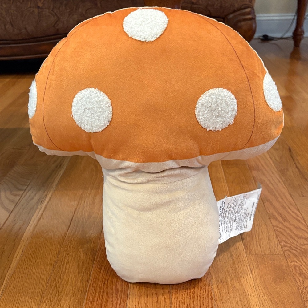 Orange and Cream Mushroom Pillow